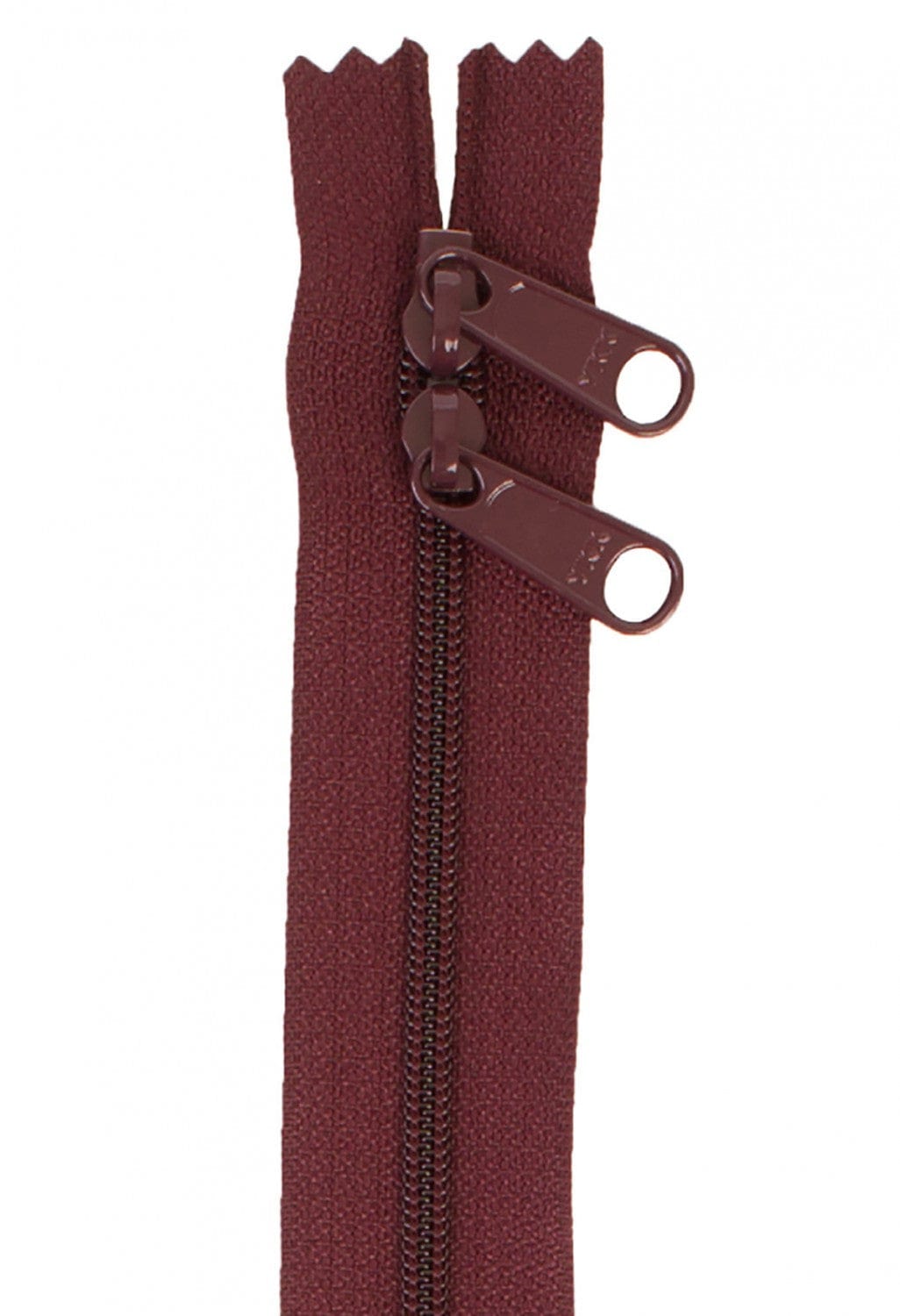 30" Long Double Slide Handbag Zipper in Cranberry