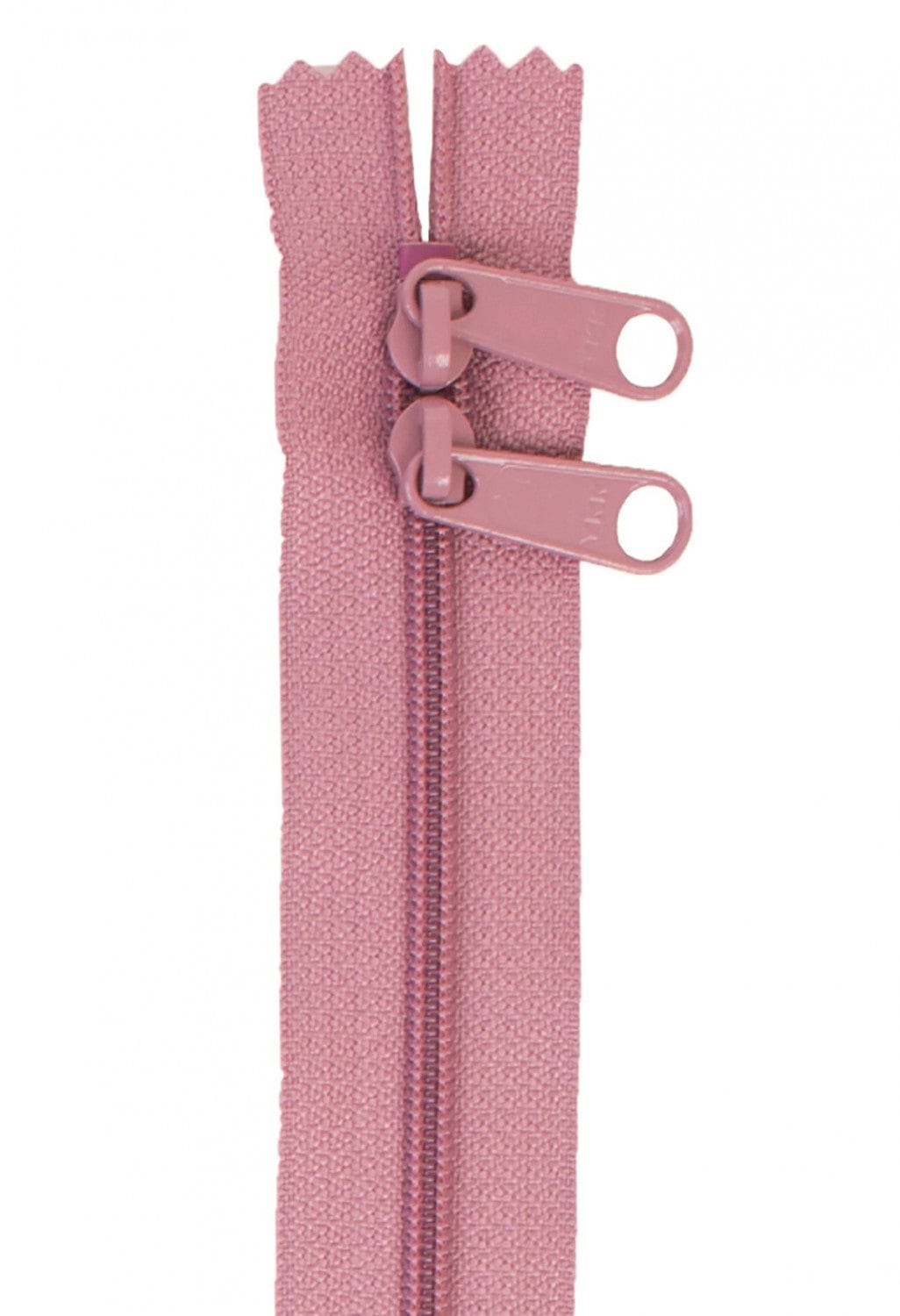 30" Long Double Slide Handbag Zipper in Dusty Rose