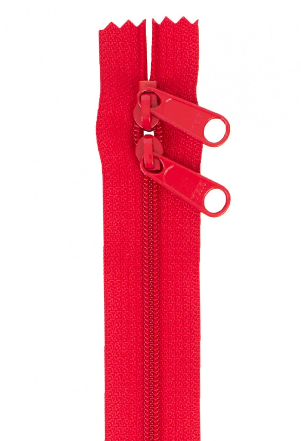 30" Long Double Slide Handbag Zipper in Hot Red