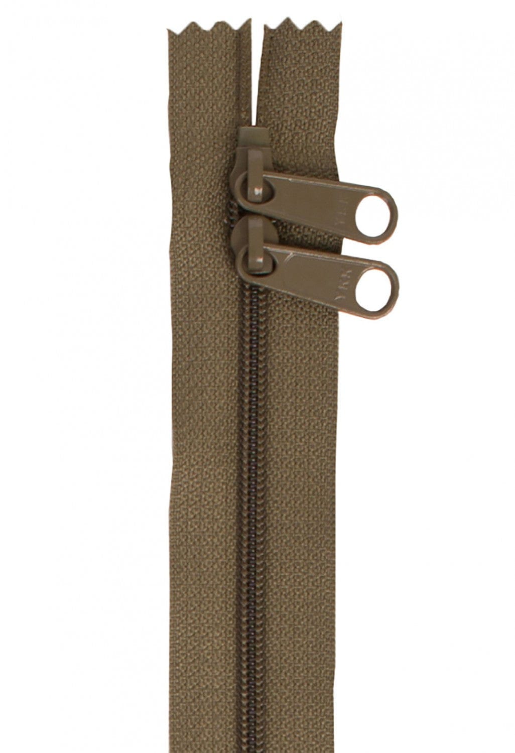 30" Long Double Slide Handbag Zipper in Khaki