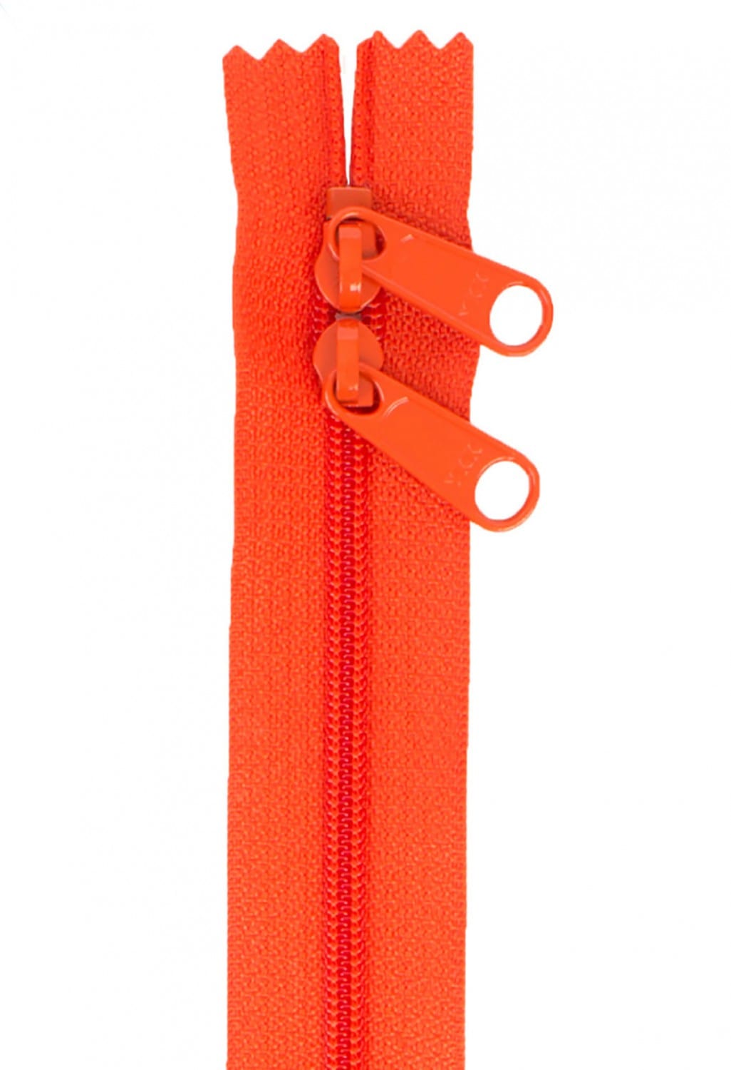 30" Long Double Slide Handbag Zipper in Tangerine