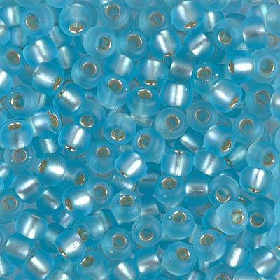 Default 6/0 - Miyuki Seed Beads - Matte Silverlined - Aqua - 6-18F