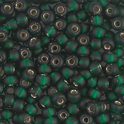 Default 6/0 - Miyuki Seed Beads - Matte Silverlined - Dark Emerald - 6-27F