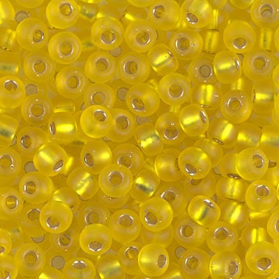 Default 6/0 - Miyuki Seed Beads - Matte Silverlined - Yellow - 6-6F