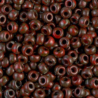 Default 6/0 - Miyuki Seed Beads - Opaque - Red Picasso - 6-4513