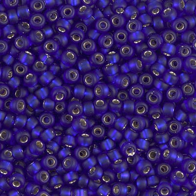 Default 8/0 - Miyuki Glass Seed Beads - Matte Silverlined - Cobalt - 8-20F