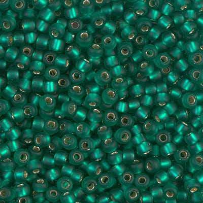 Default 8/0 - Miyuki Glass Seed Beads - Matte Silverlined - Emerald - 8-17F
