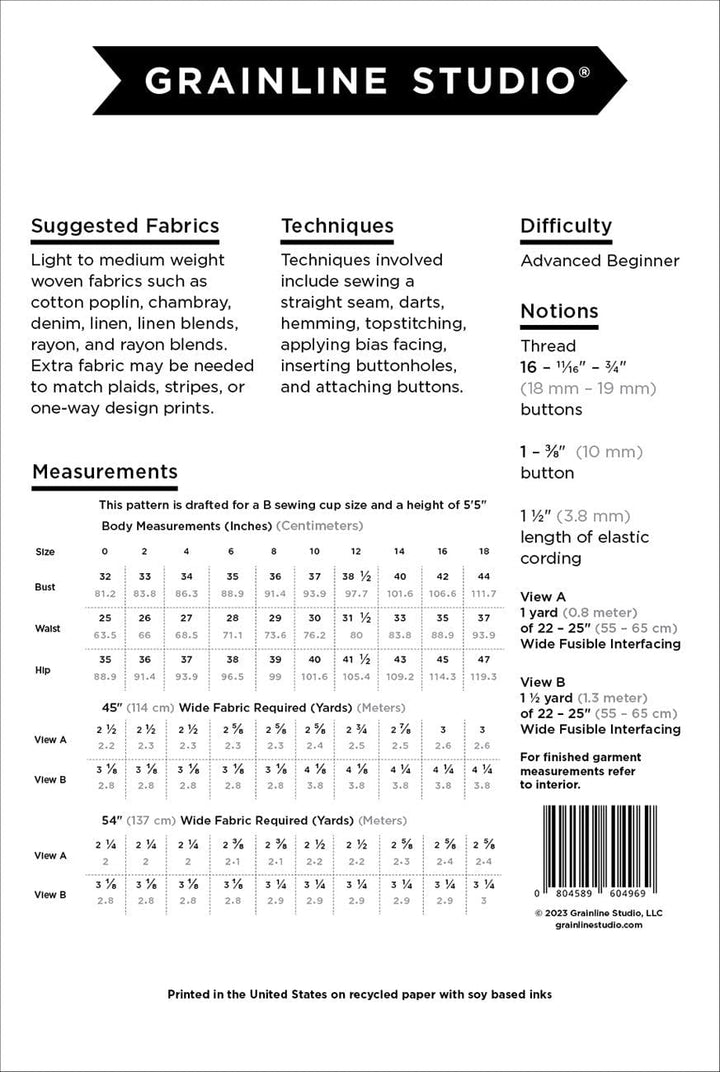 Default Austin Dress - Grainline Studio Pattern - Sizes 0-18