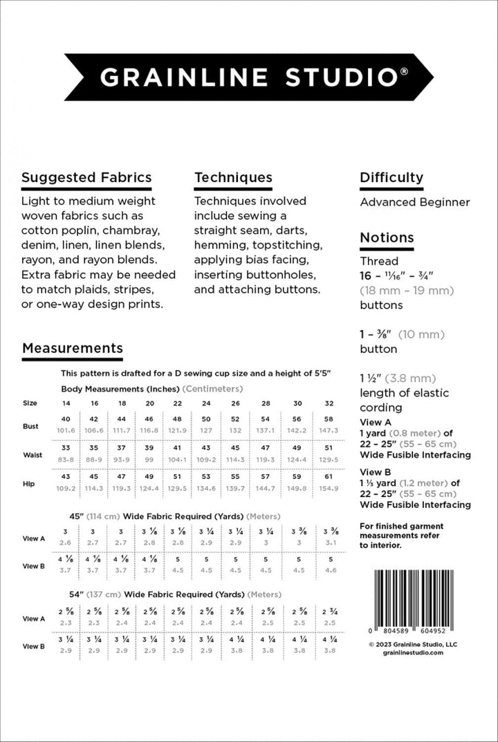 Default Austin Dress - Grainline Studio - Sizes 14-32