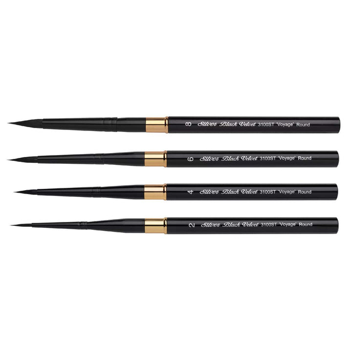 Black Velvet® Voyage Travel Short Handled Brushes - Round 6