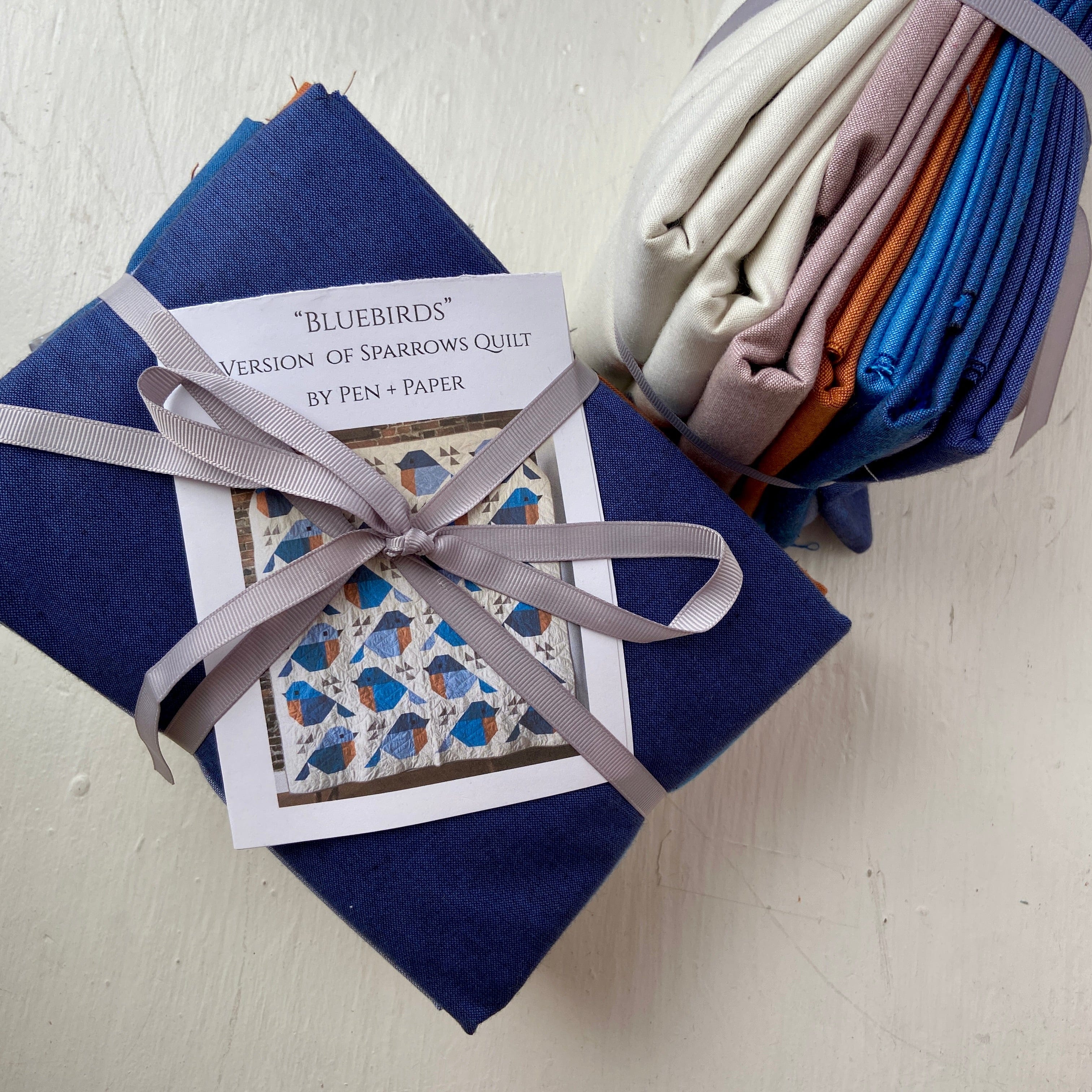 Sparrows Quilt Top Kit in Bluebird Fiddlehead Artisan Supply