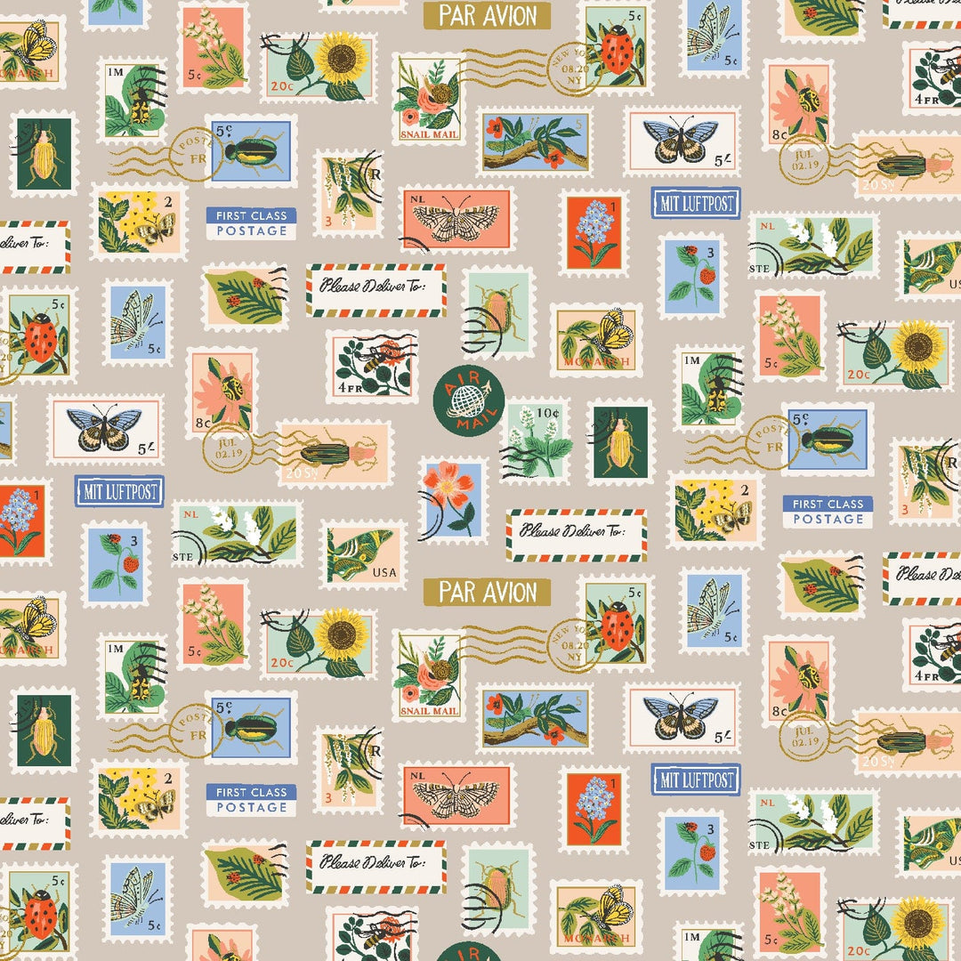 Default Botanical Postage Stamps in Khaki Metallic - Curio - Rifle Paper Co.