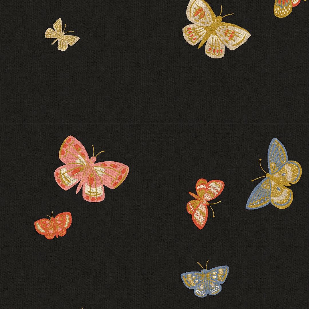 Default Butterfly House in Black Metallic CANVAS - English Rose - Rifle Paper Co