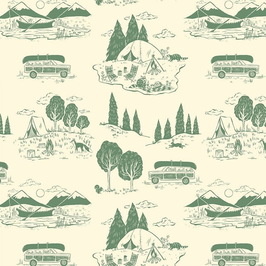Camp Scenes in Cream - Gone Camping - Dear Stella