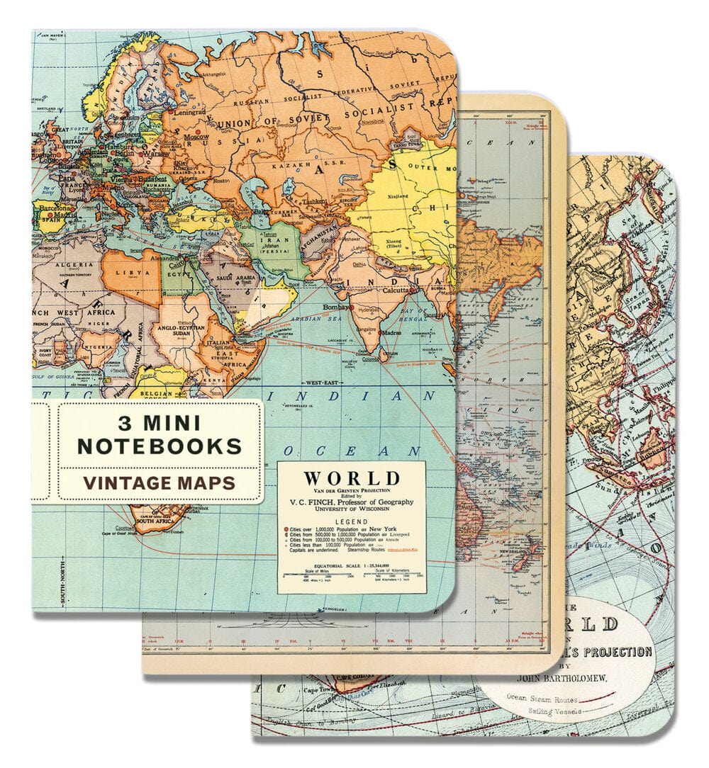 Default Cavallini & Co Mini Notebook Vintage Maps 3 pack