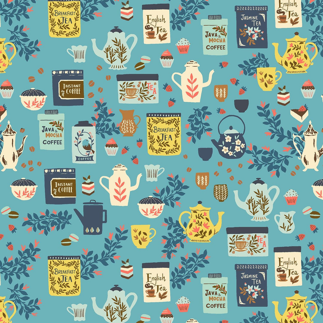Coffee or Tea in Teacup Blue - Sunday Afternoon