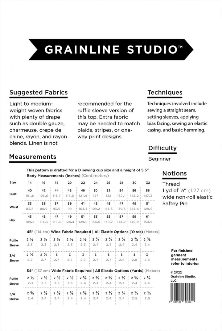 Default Corin Top - Grainline Studio - Sizes 14-32