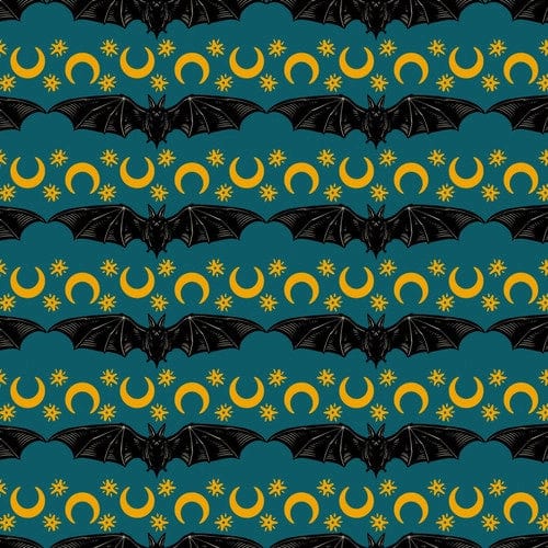 Cosmic Stripe in Tuquoise - Storybook Halloween - Rachel Hauer for Freespirit