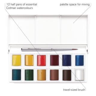 Default Cotman Mini Water Colour Set - Pocket Set 12 Colors
