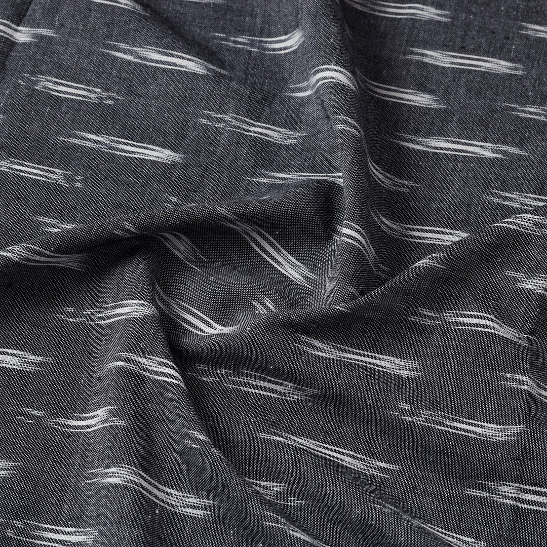 Default Cotton Ikat from India - Gray Triple Stripe - POCHAMPALLY IKAT WEAVE COTTON FABRIC