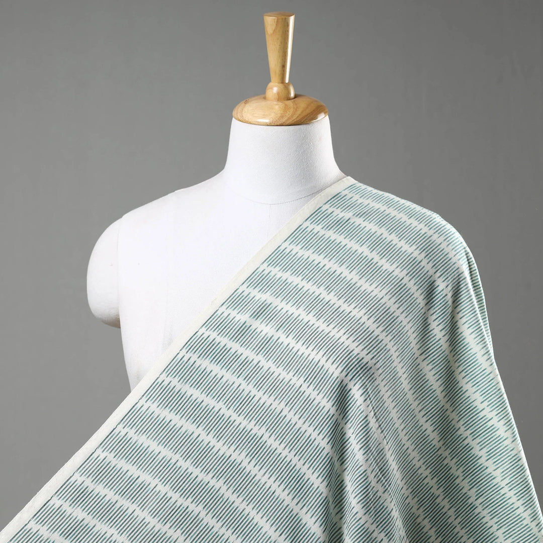 Default Cotton Ikat from India - Green Dashes