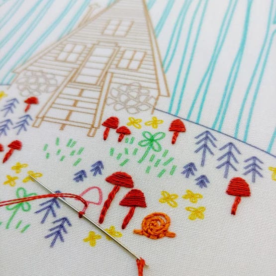 Cozy Cabin Embroidery Kit - Cozyblue Handmade