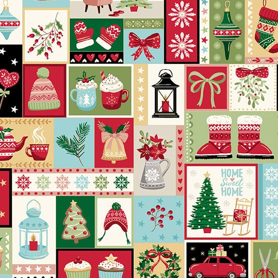 Cozy Montage in Multi - Cosy Christmas - Makower UK