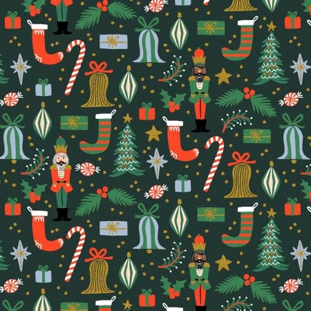 Deck the Halls in Evergreen Metallic - Holiday Classics - Rifle Paper Co.
