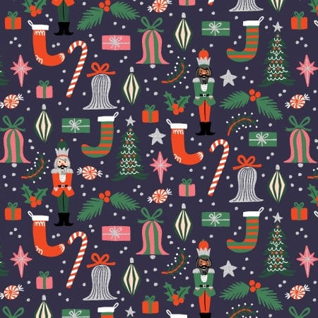 Deck the Halls in Navy Metallic - Holiday Classics - Rifle Paper Co.
