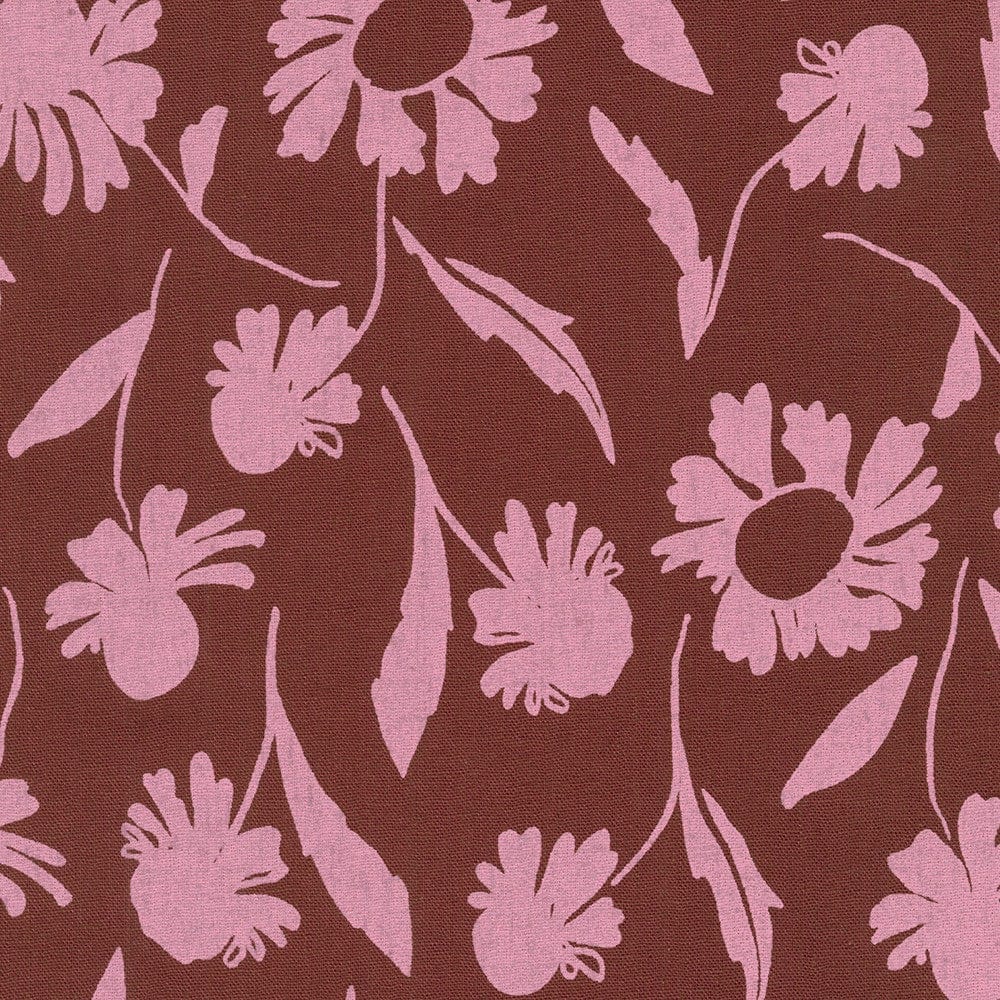 Default Dried Floral in Bordeaux - Project Cut - Linen Cotton 22" x 26"