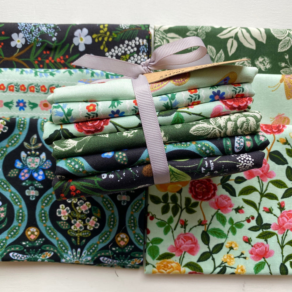 Default English Rose FQ Bundle in Black & Green - 6 FQs - Rifle Paper Co.