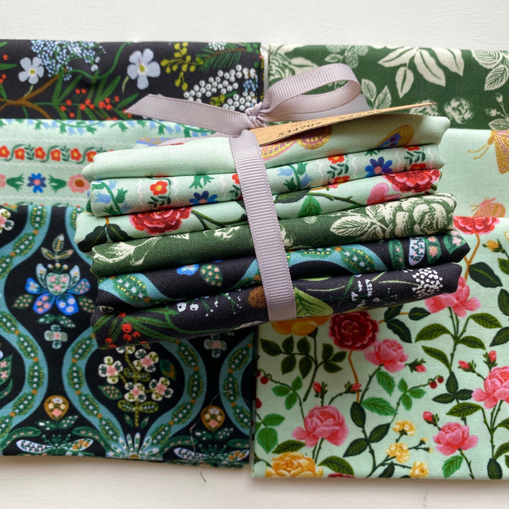 Default English Rose FQ Bundle in Black & Green - 6 FQs - Rifle Paper Co.