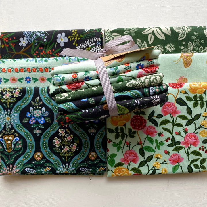 Default English Rose FQ Bundle in Black & Green - 6 FQs - Rifle Paper Co.