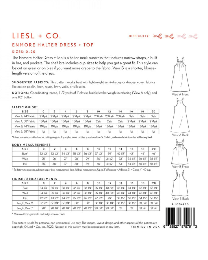 Default Enmore Halter Dress + Top - Liesl & Co. - Sizes 0-20