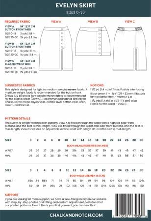 Default Evelyn Skirt - Chalk + Notch Patterns - Sizes 0-30