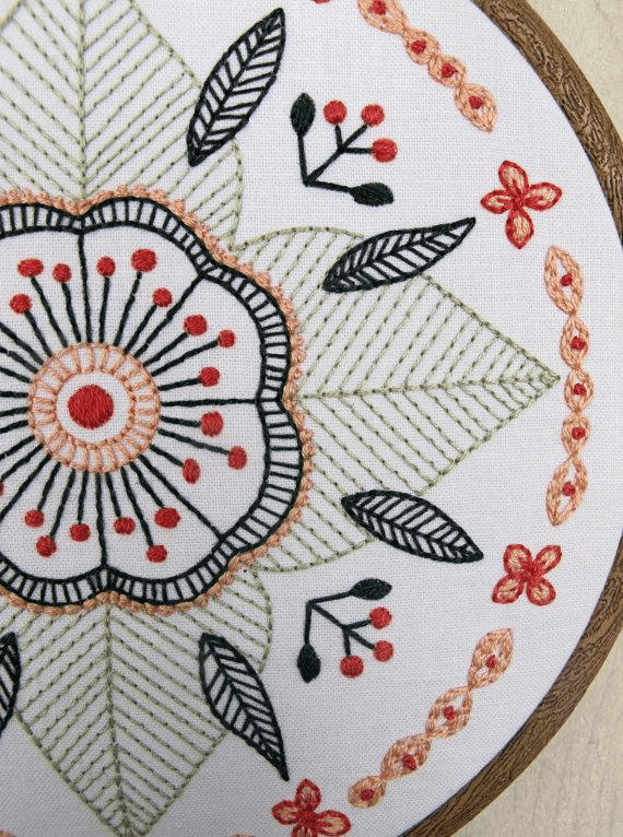 Floral Mandala Embroidery Kit - Cozyblue Handmade