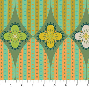 Default Floral Stitch in Corriander - Trade Winds