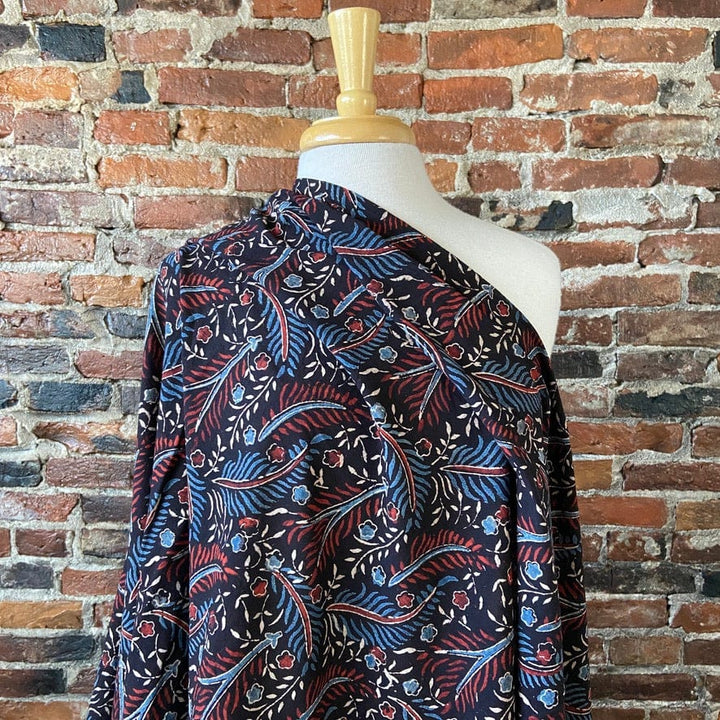 Default Folk Flowers in Black - Ajrakh Hand Block Print