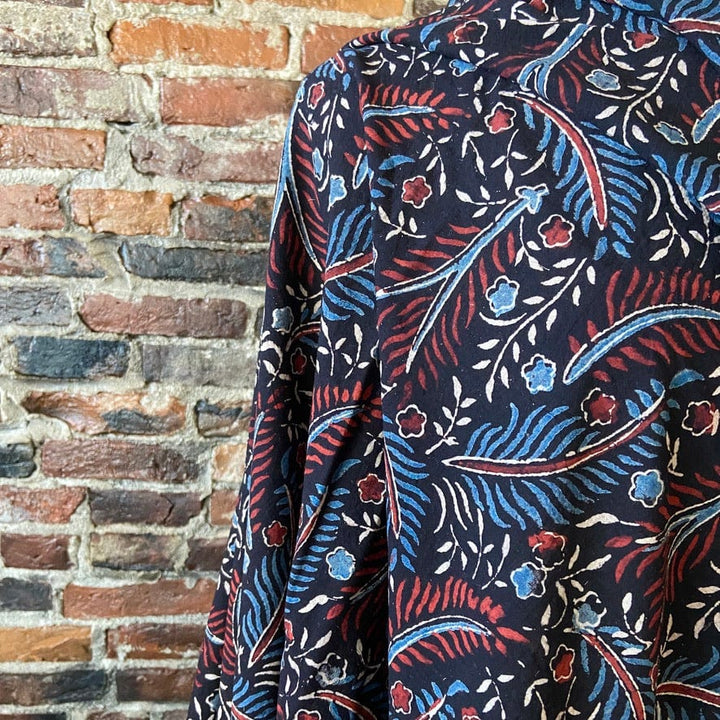 Default Folk Flowers in Black - Ajrakh Hand Block Print