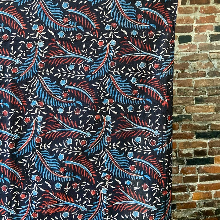 Default Folk Flowers in Black - Ajrakh Hand Block Print