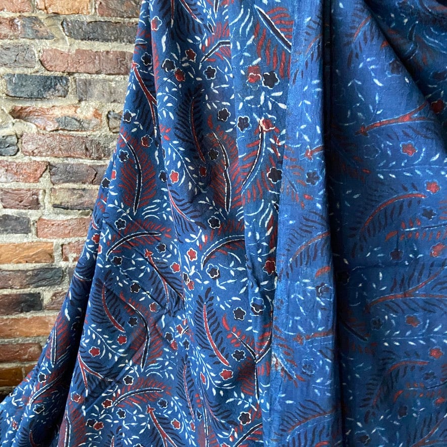 Default Folk Flowers in Blue - Ajrakh Hand Block Print
