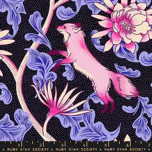 Default Fox Bloom in Black - Glow Garden by Sarah Watts for Ruby Star Society