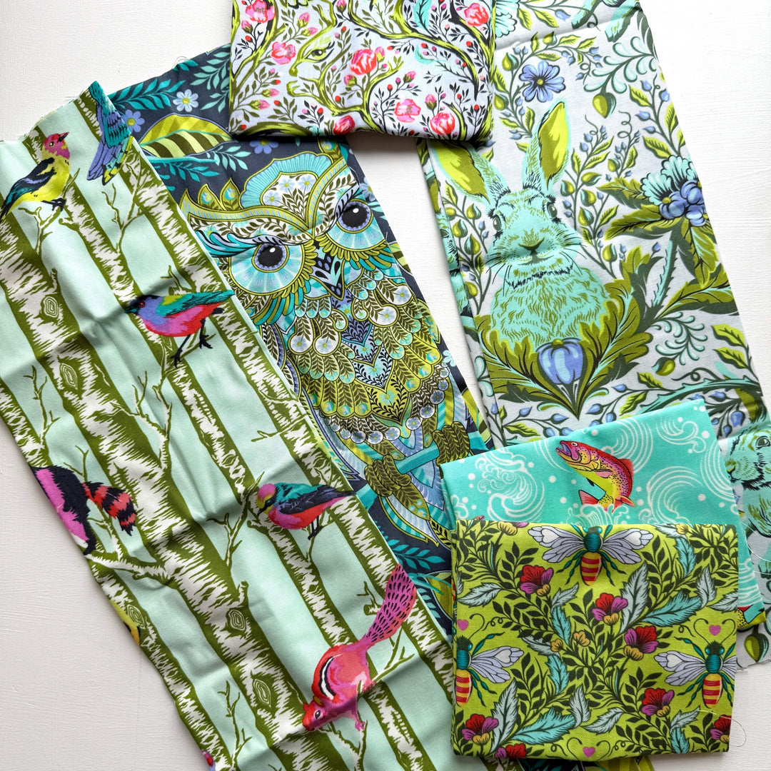 Default Full Moon Forest II FQ Bundle in Green & Blue - 6 FQs - Tula Pink