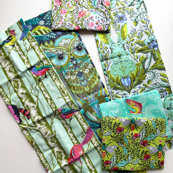 Default Full Moon Forest II FQ Bundle in Green & Blue - 6 FQs - Tula Pink