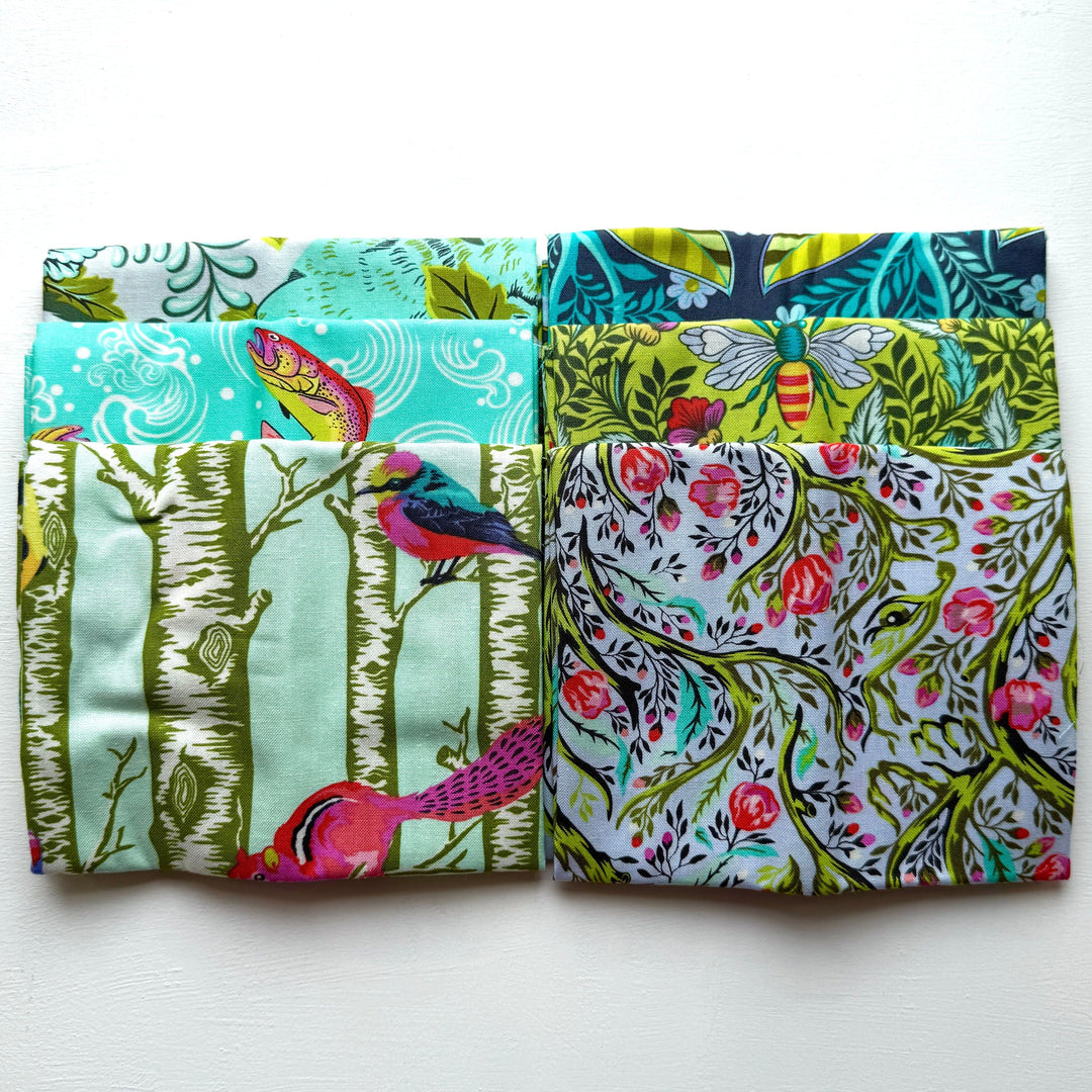 Default Full Moon Forest II FQ Bundle in Green & Blue - 6 FQs - Tula Pink