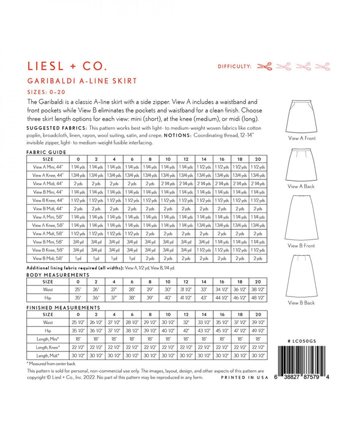 Default Garibaldi A-Line Skirt - Liesl & Co. - Sizes 0-20