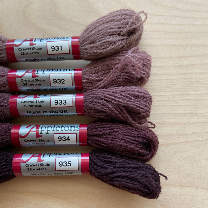 Individual Appleton Crewel Wool Skeins from the Dull Mauve Colorway