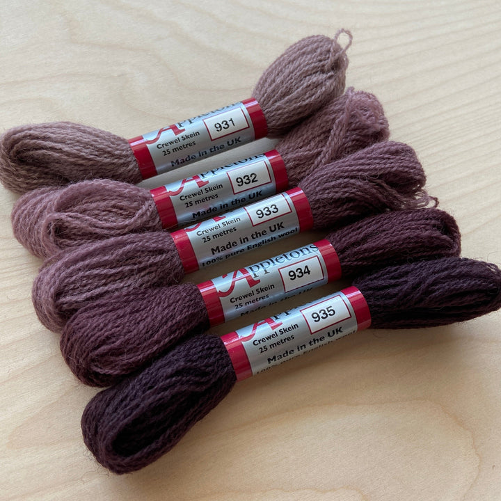 Individual Appleton Crewel Wool Skeins from the Dull Mauve Colorway