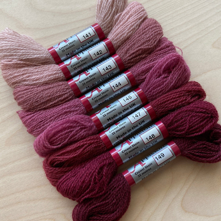 Individual Appleton Crewel Wool Skeins from the Dull Rose Pink Colorway