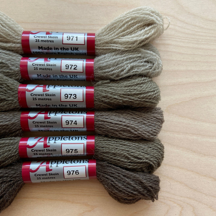 Individual Appleton Crewel Wool Skeins from the Elephant Grey Colorway